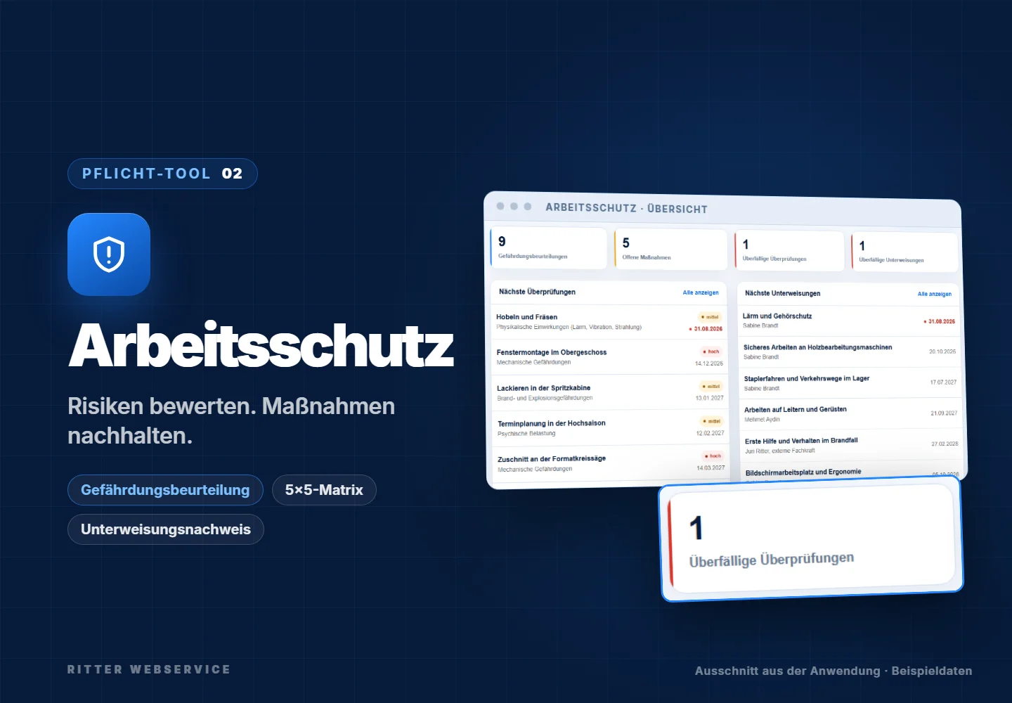 Software für Gefährdungsbeurteilungen: Titelansicht der Anwendung