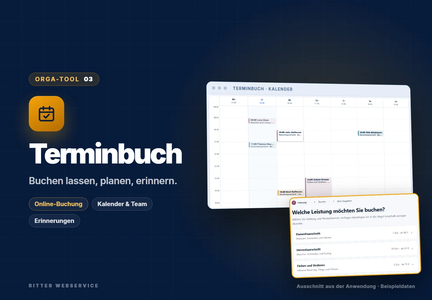 Online-Terminbuchung mit Kundenportal: Titelansicht der Anwendung
