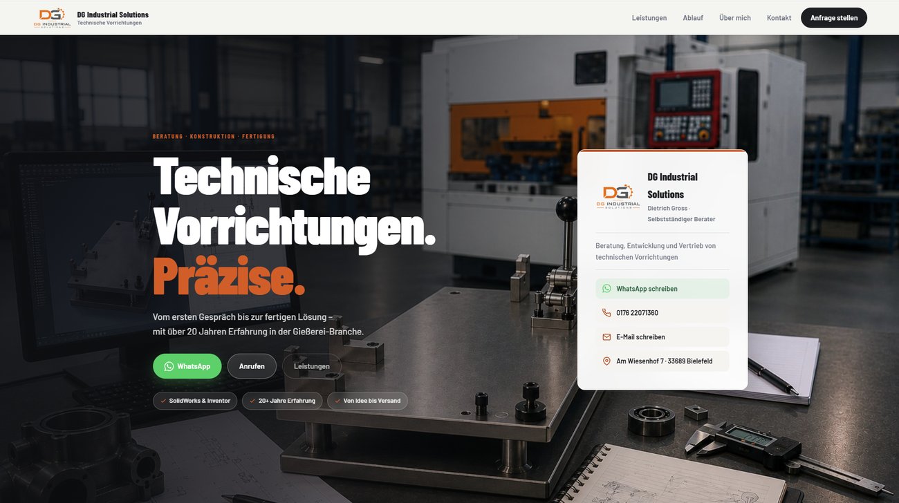 Neue DG Industrial Solutions Website: klare B2B-Positionierung