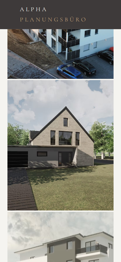 Projektportfolio von Alpha Planungsbüro auf dem Smartphone