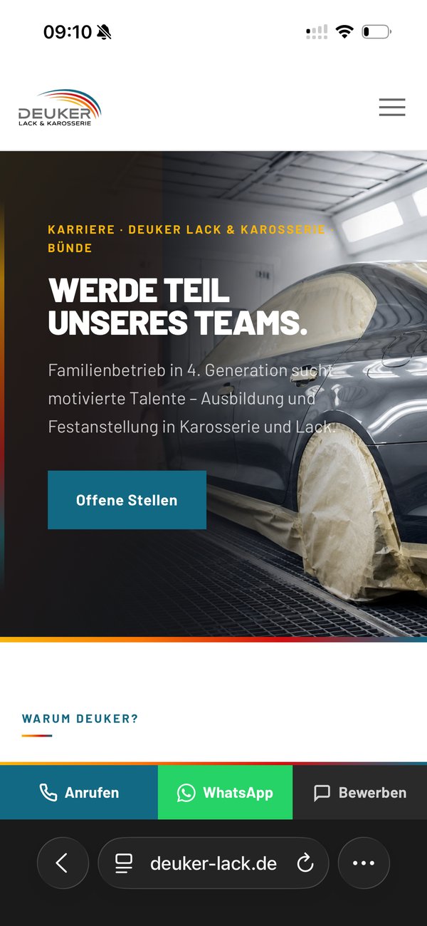 Deuker Karriere-Unterseite auf dem Smartphone
