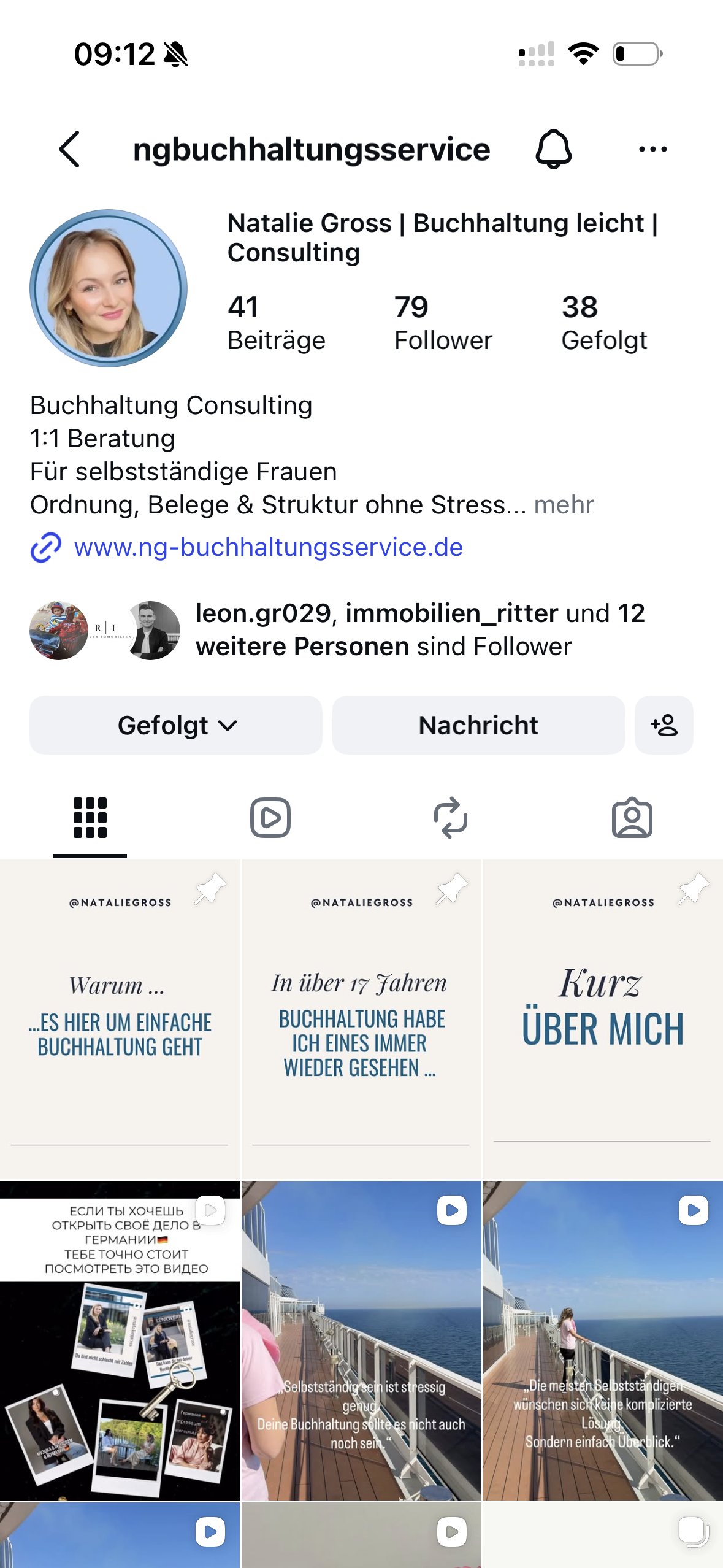 Vorher: nur ein Instagram-Account, keine eigene Website