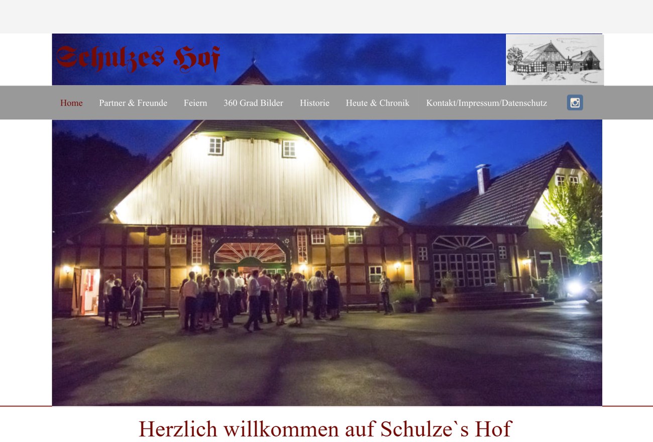 Bisheriger Desktop-Webauftritt von Schulzes Hof